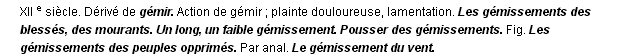 gémissement définition