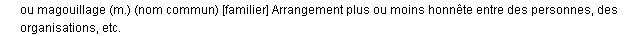 magouille (f.) ou magouillage (m.) dfinition