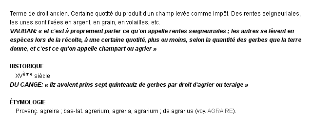 agrier ou agrière définition agrier ou agrière définition