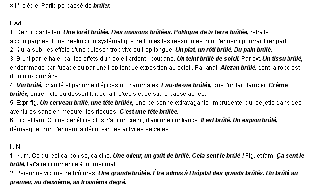 brûlé définition