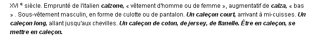 caleçon définition