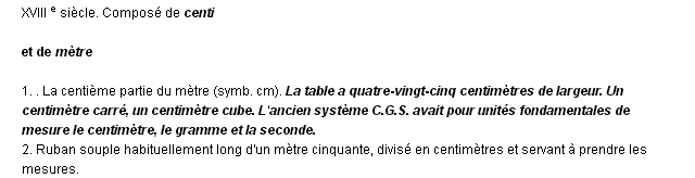 centimètre définition