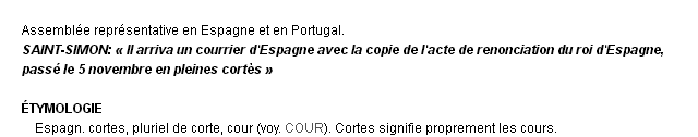 cortès définition cortès définition
