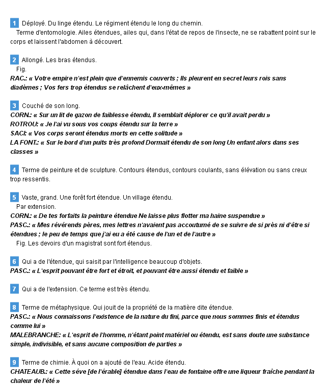 étendu définition étendu définition