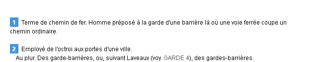 garde-barrière définition garde-barrière définition