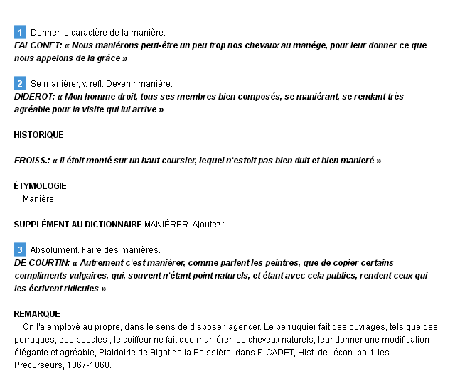 maniérer définition