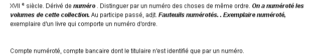 numéroter définition