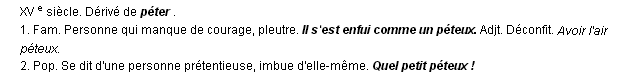 péteux définition péteux définition