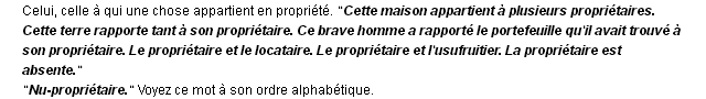 propriétaire définition propriétaire définition