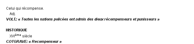 récompenseur définition