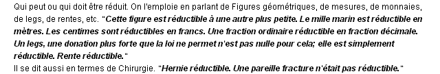 rductible dfinition